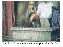The Ten Commandments were placed in the Ark.